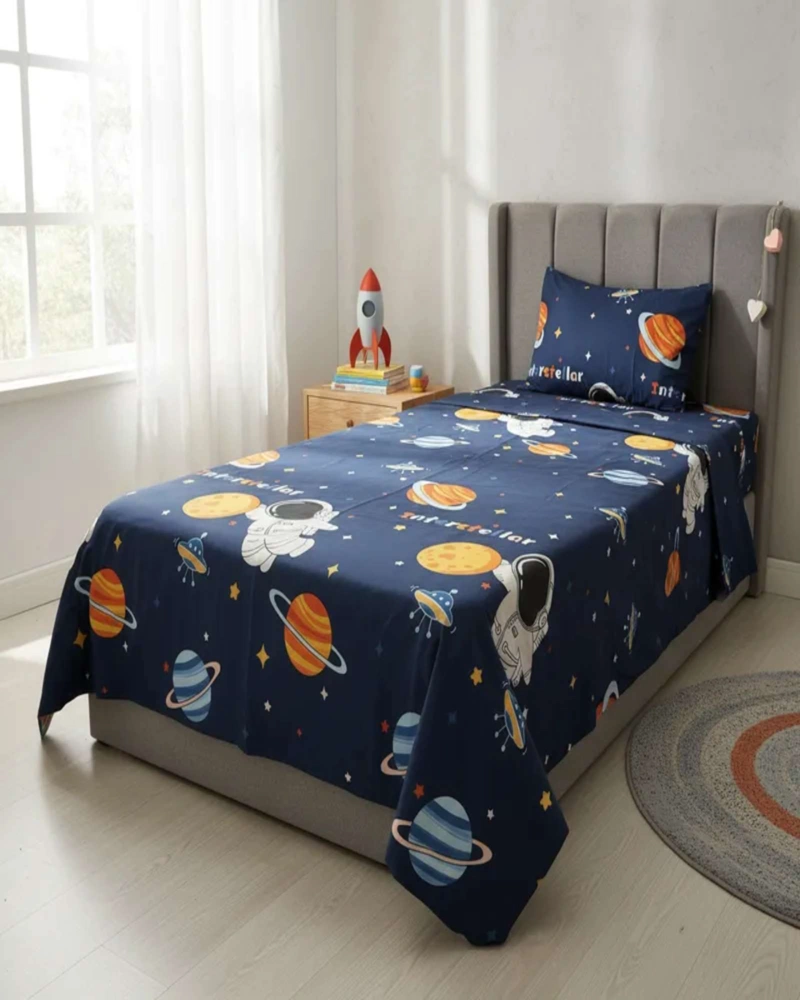 JUEGO DE SABANAS PLAZA Y MEDIA INFANTIL NIÑA NIÑO ASTRONAUTA - 5