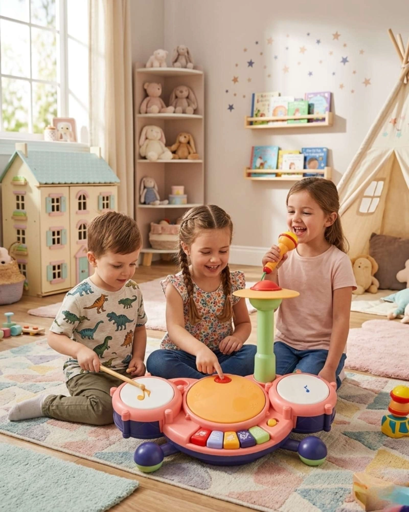 JUGUETE DIDACTICO BATERIA MUSICAL CON LUCES Y SONIDO PARA BEBE - 5