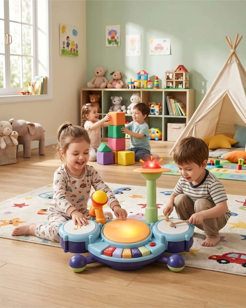JUGUETE DIDACTICO BATERIA MUSICAL CON LUCES Y SONIDO PARA BEBE - 2