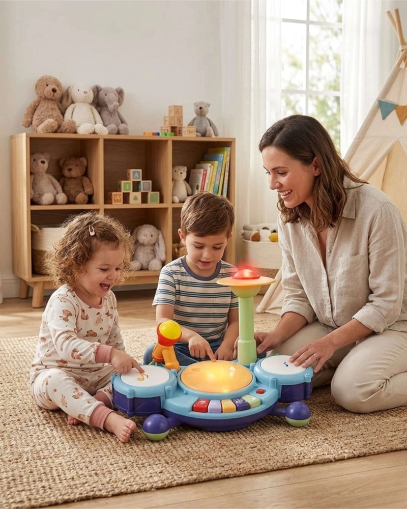 JUGUETE DIDACTICO BATERIA MUSICAL CON LUCES Y SONIDO PARA BEBE - 4