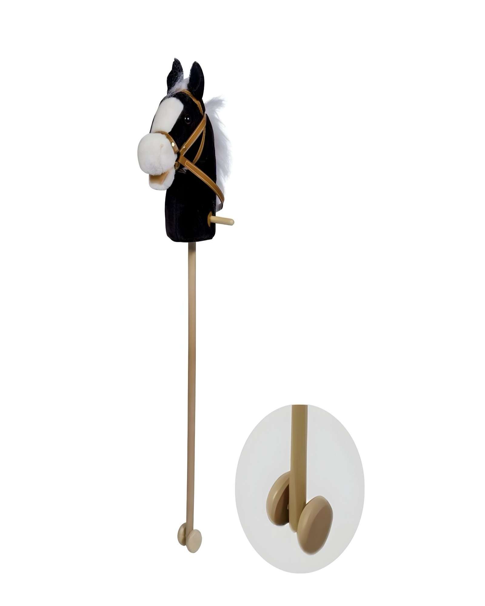 CABALLO BASTÓN DE MADERA CON SONIDO EN COLOR NEGRO - 1