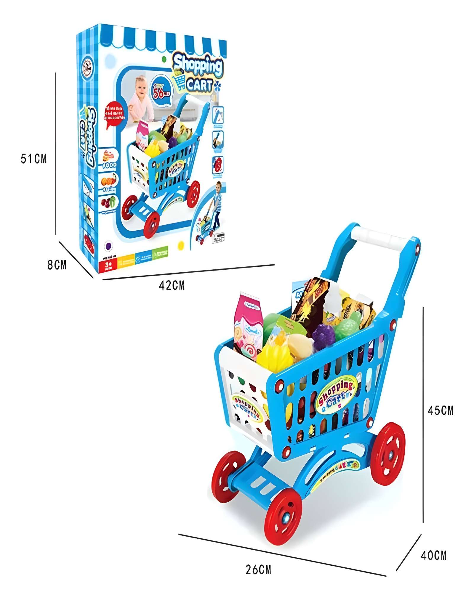 JUGUETE CARRITO DE COMPRAS 56 PZAS AZUL - 3