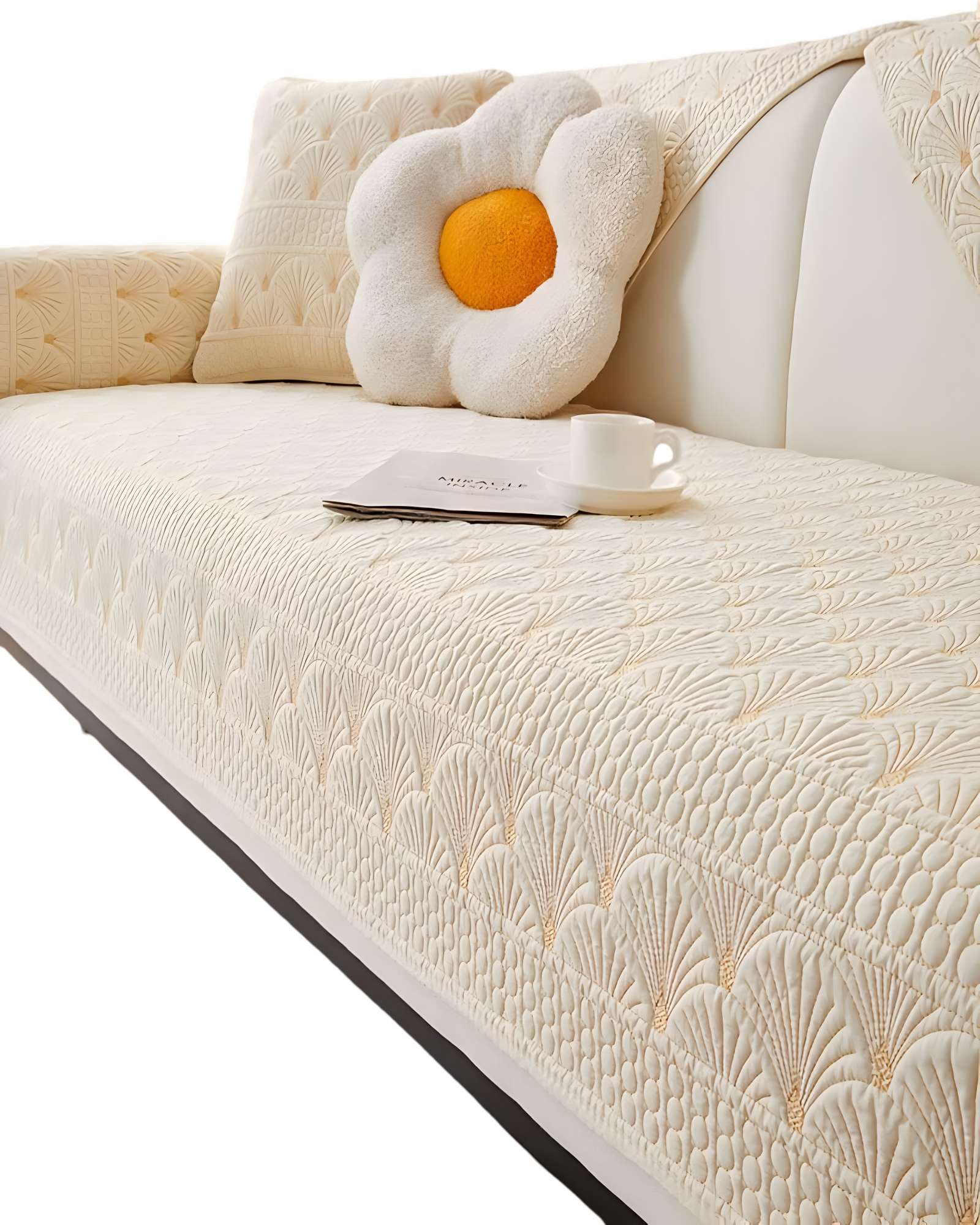 FUNDAS MAT PARA SOFA CON DISEÑO SIN COJINES BLANCO - 1