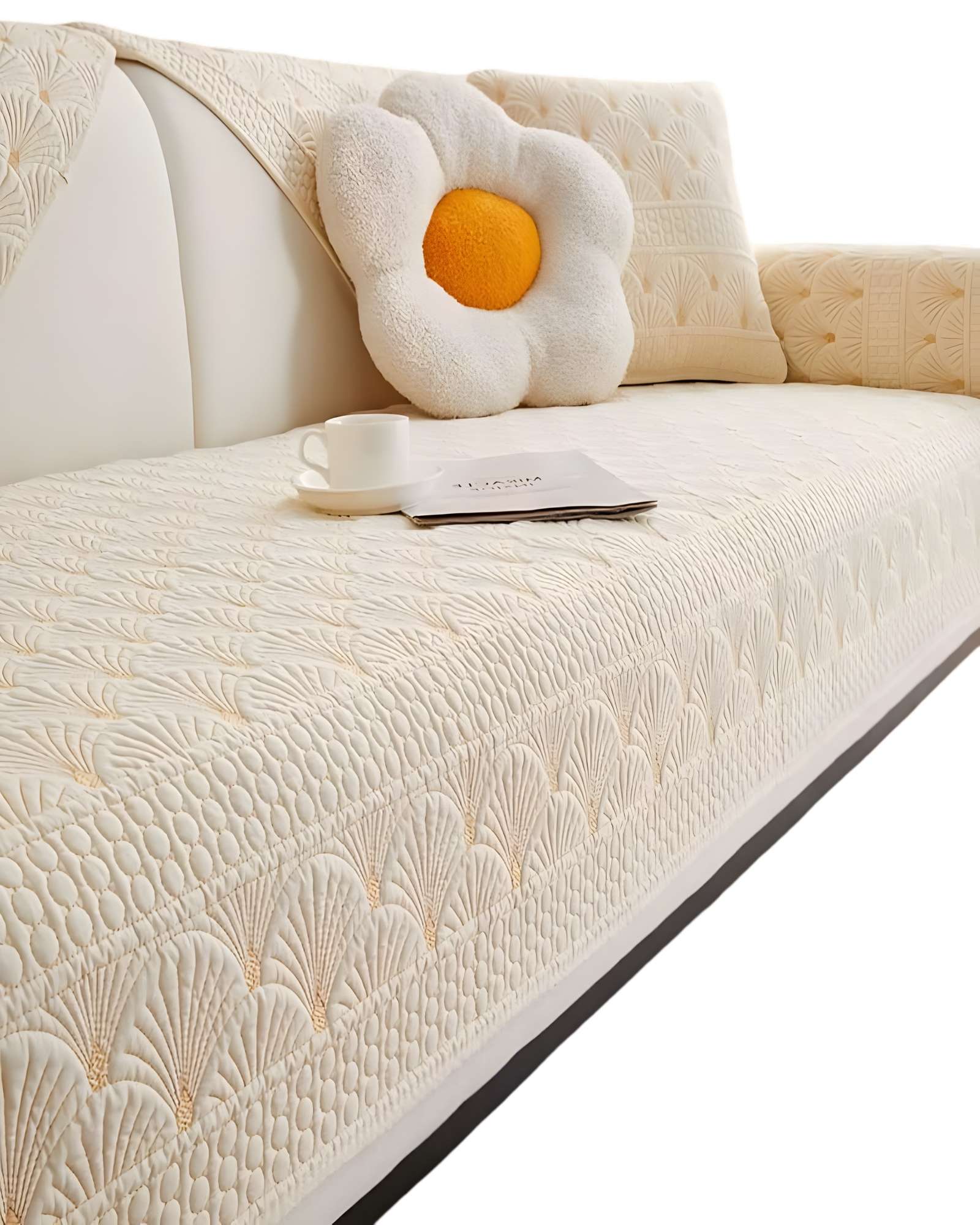 FUNDAS MAT PARA SOFA CON DISEÑO SIN COJINES BLANCO - 2