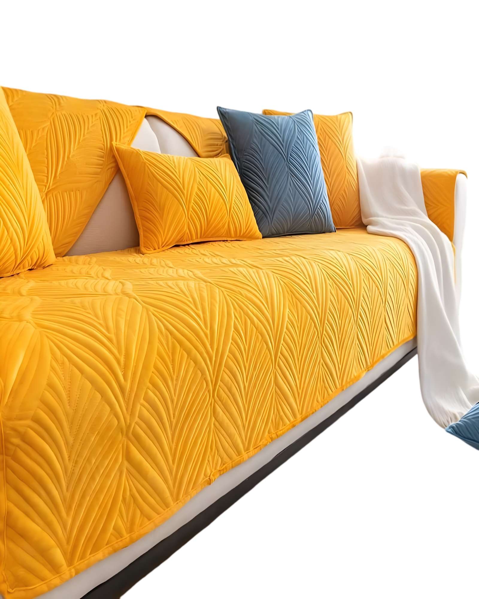 FUNDAS MAT PARA SOFA CON DISEÑO SIN COJINES AMARILLO - 2