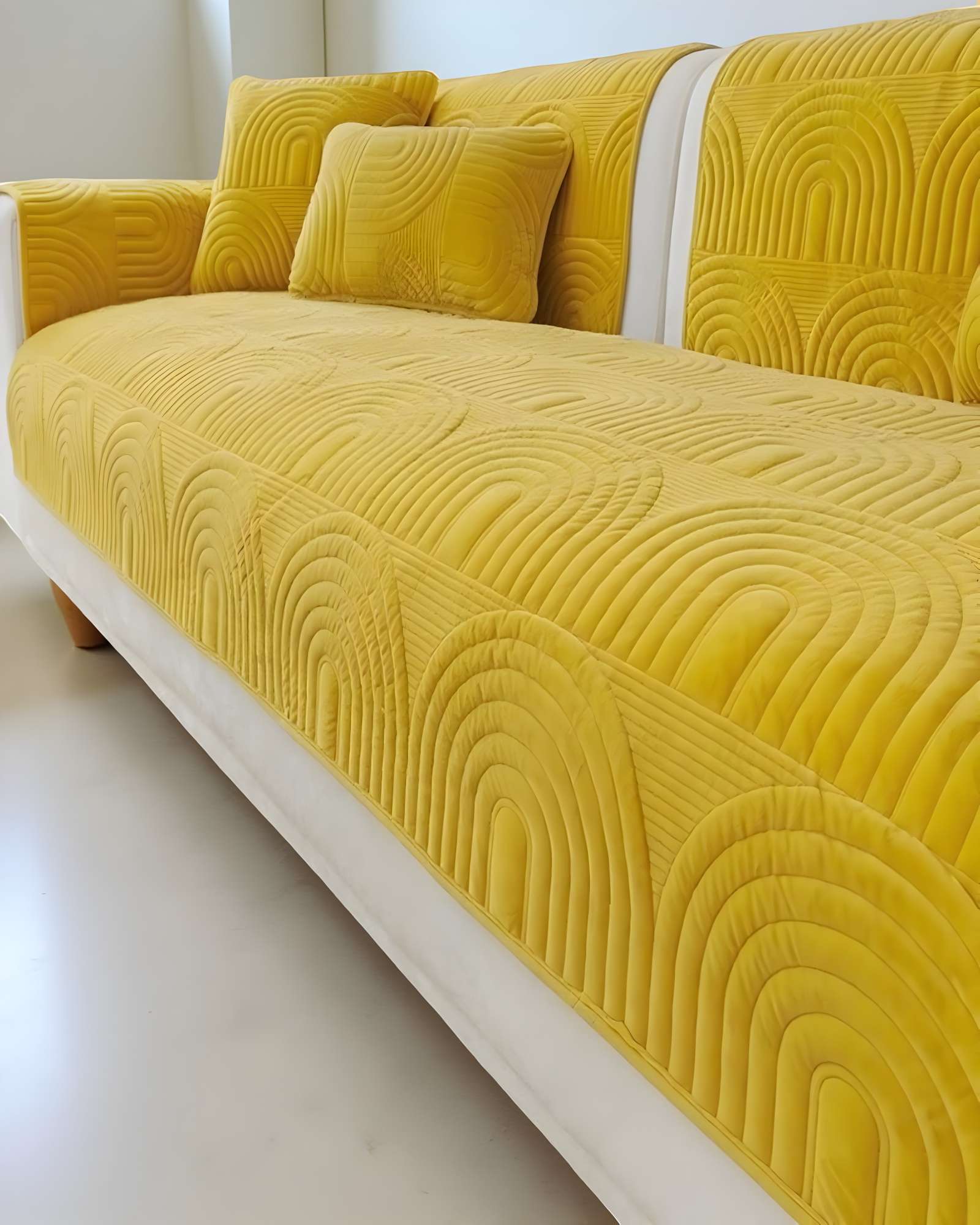 FUNDAS MAT PARA SOFA CON DISEÑO SIN COJINES AMARILLO - 3