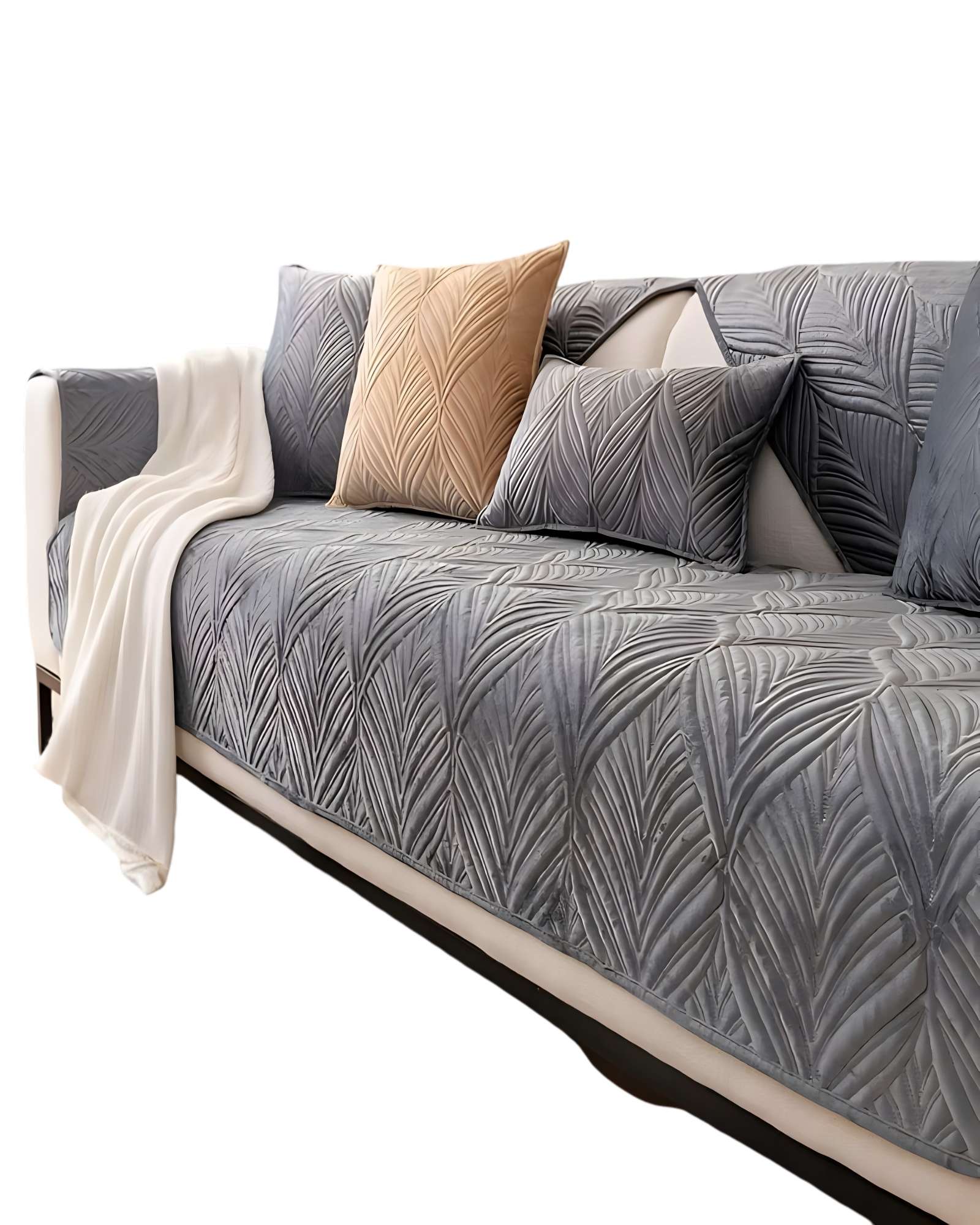 FUNDAS MAT PARA SOFA CON DISEÑO SIN COJINES GRIS - 1