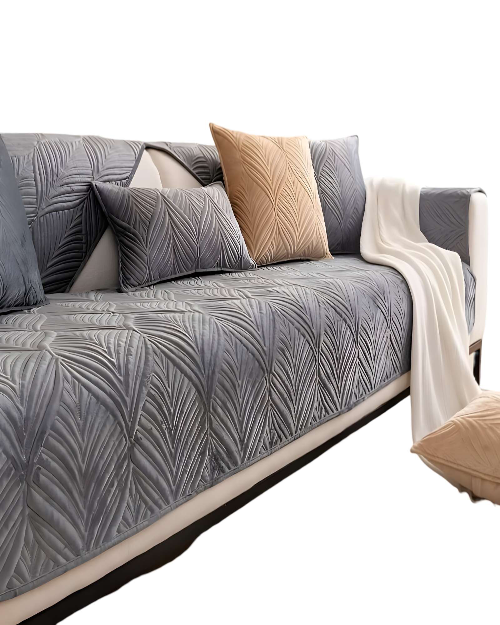 FUNDAS MAT PARA SOFA CON DISEÑO SIN COJINES GRIS - 2