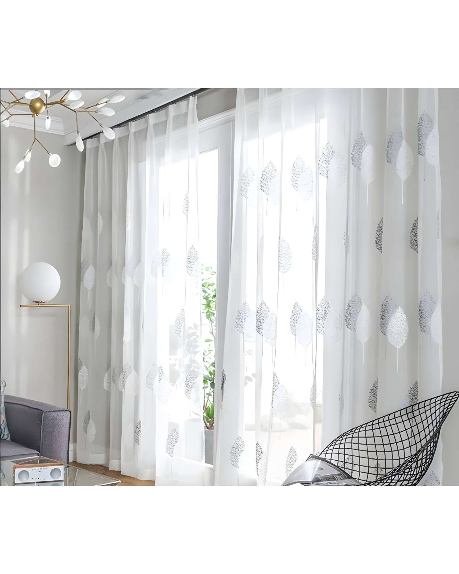 JUEGO DE VISILLOS HOJAS GRIS 140X230 CM 2 PAÑOS - 2