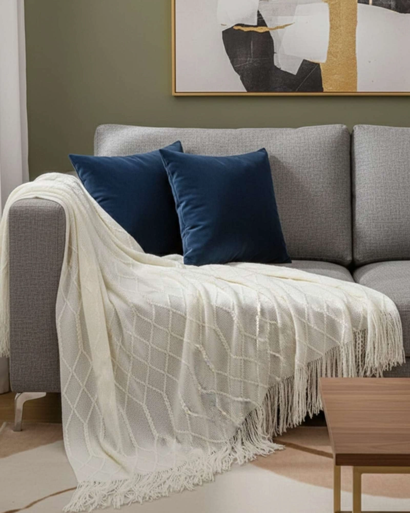 MANTAS TEJIDAS LUJOSAS PARA DECORAR TU SOFA - 5