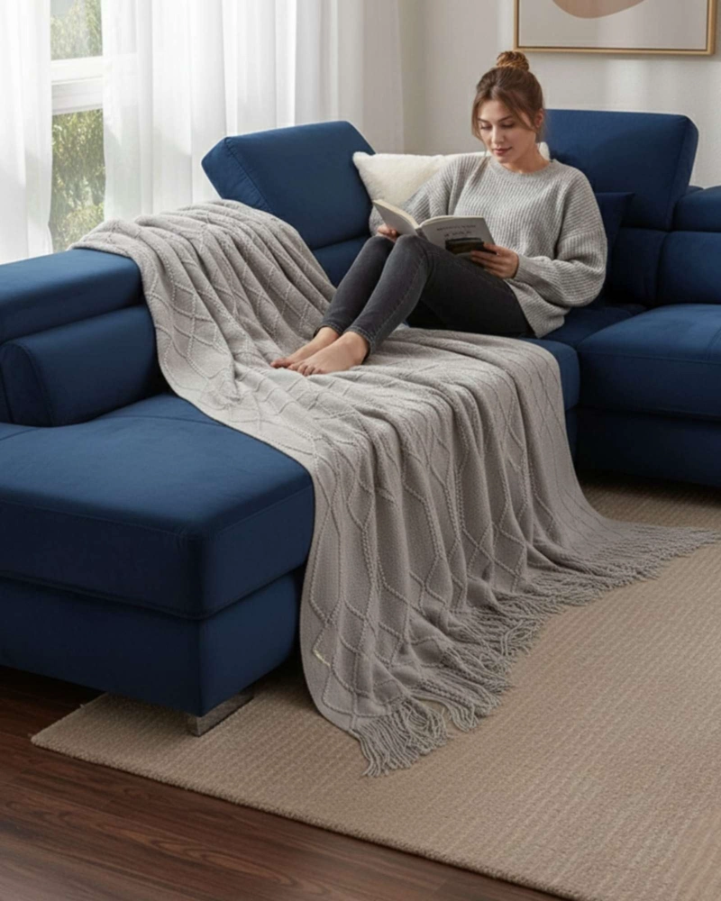 MANTAS TEJIDAS LUJOSAS PARA DECORAR TU SOFA - 4
