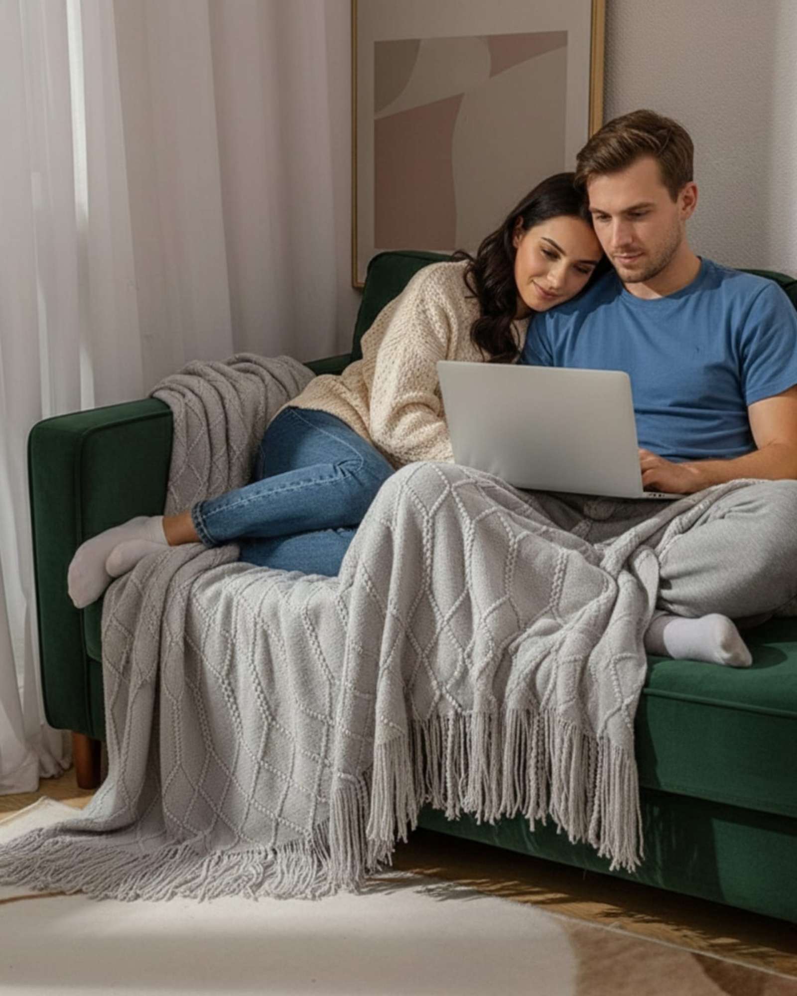 MANTAS TEJIDAS LUJOSAS PARA DECORAR TU SOFA - 5