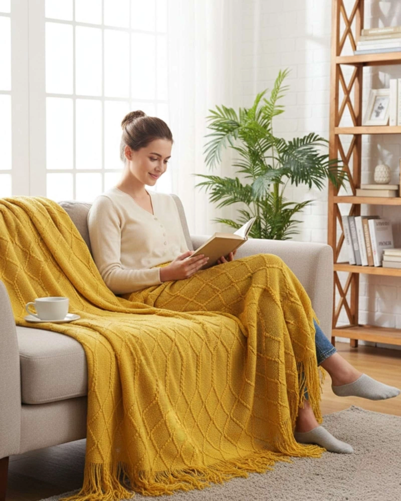 MANTAS TEJIDAS LUJOSAS PARA DECORAR TU SOFA - 1