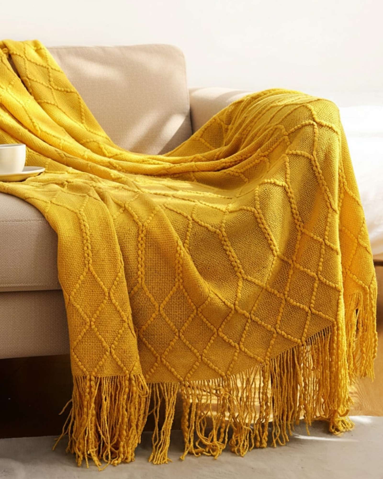 MANTAS TEJIDAS LUJOSAS PARA DECORAR TU SOFA - 2