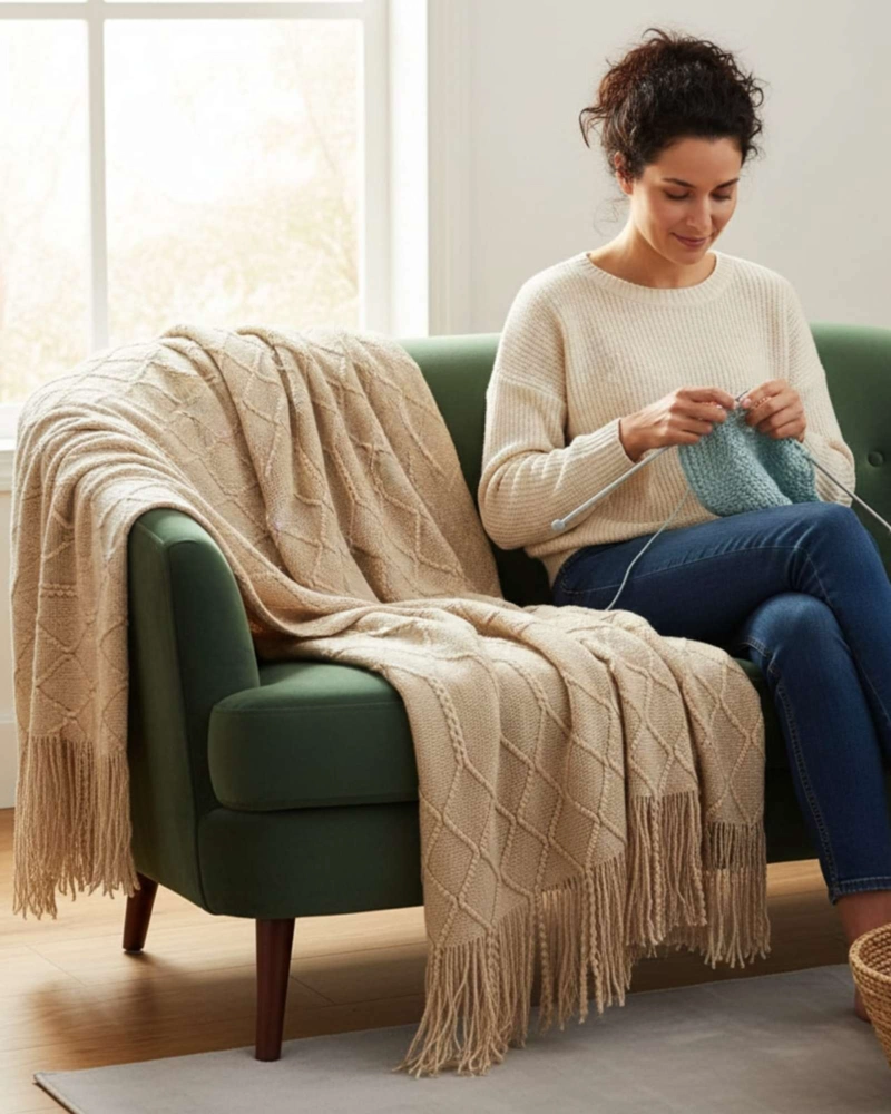 MANTAS TEJIDAS LUJOSAS PARA DECORAR TU SOFA - 4