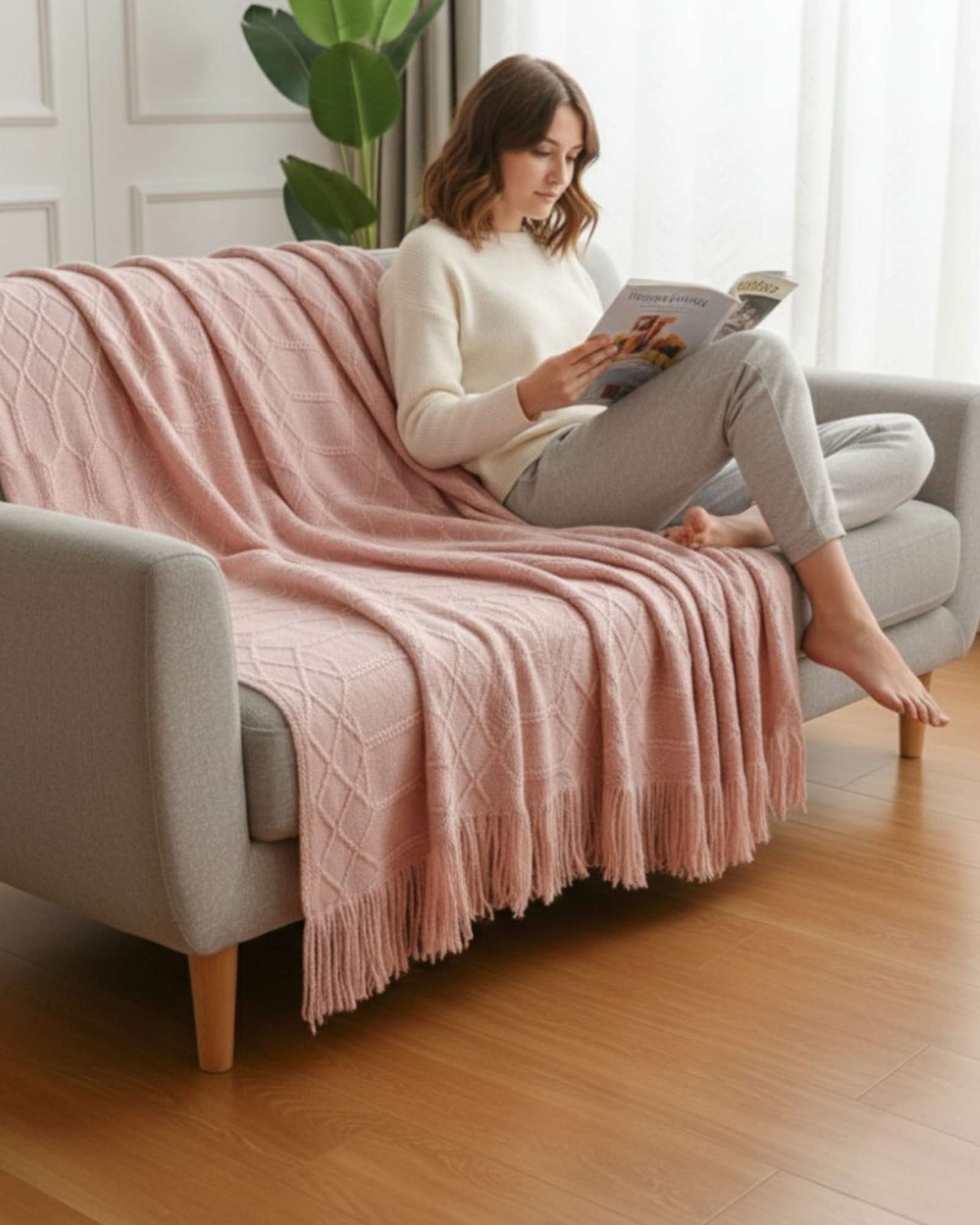 MANTAS TEJIDAS LUJOSAS PARA DECORAR TU SOFA - 4