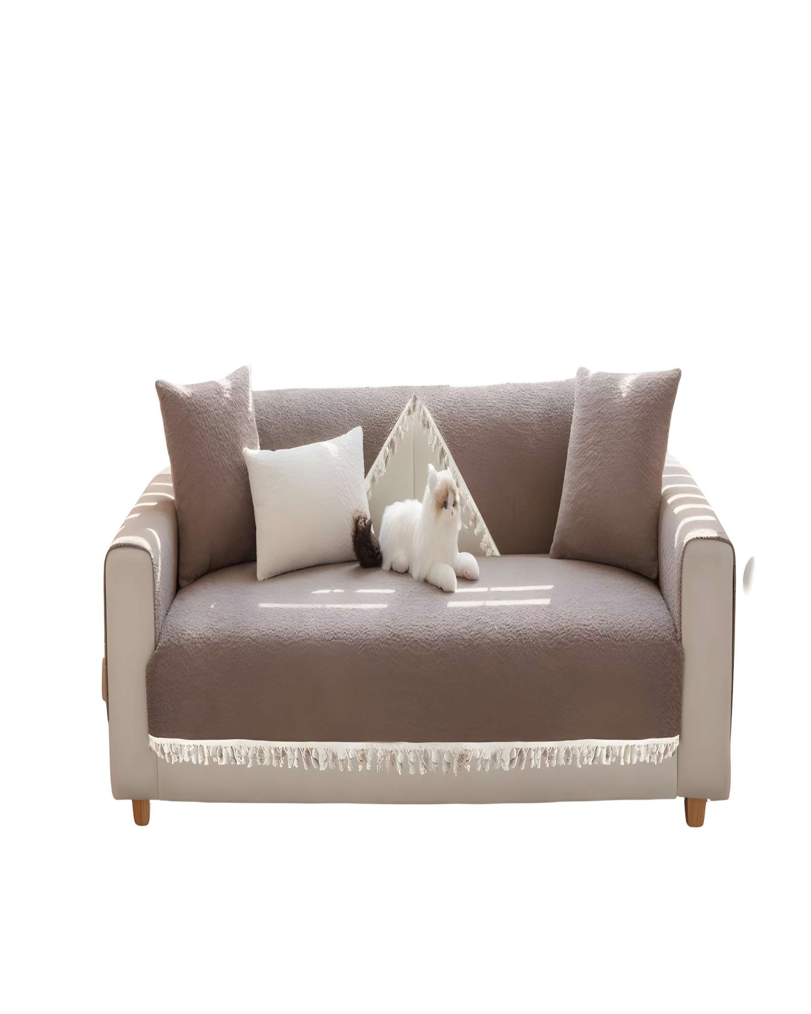 PACK DE 5 FUNDAS DE SILLON CON FLECOS MARRON - 1