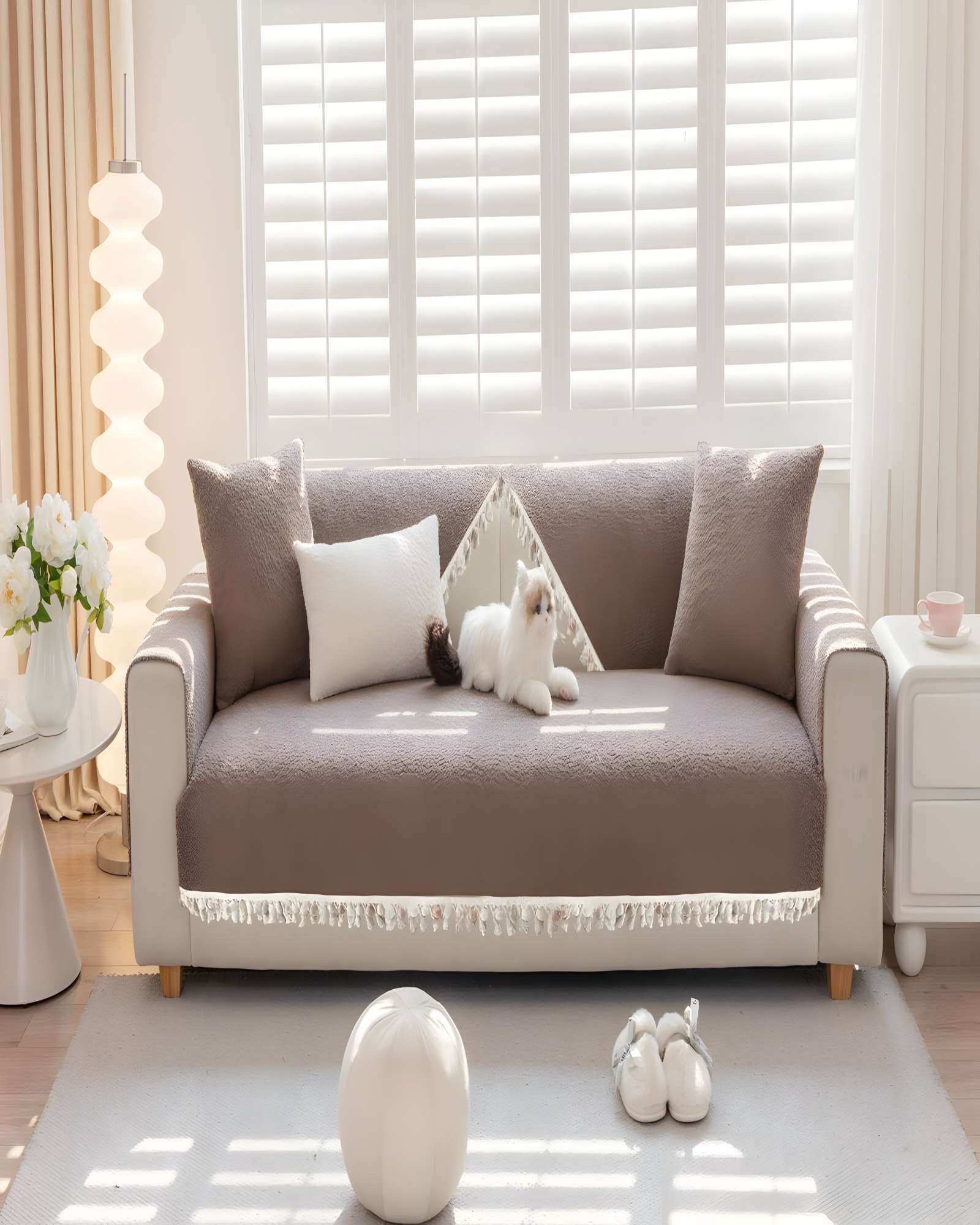 PACK DE 5 FUNDAS DE SILLON CON FLECOS MARRON - 3