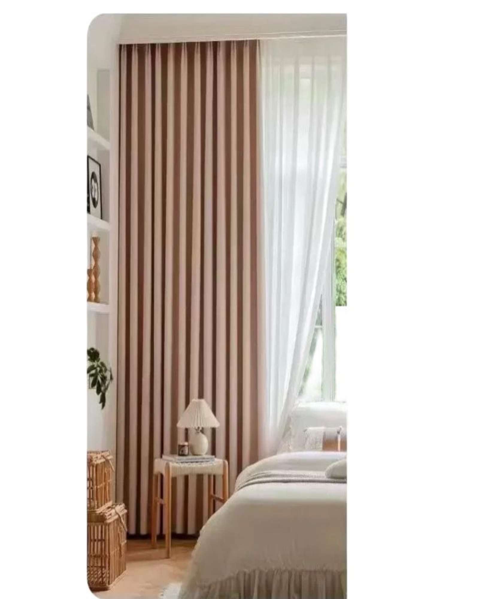 CORTINA LIVING DORMITORIO CON ARGOLLA ROSA - 2