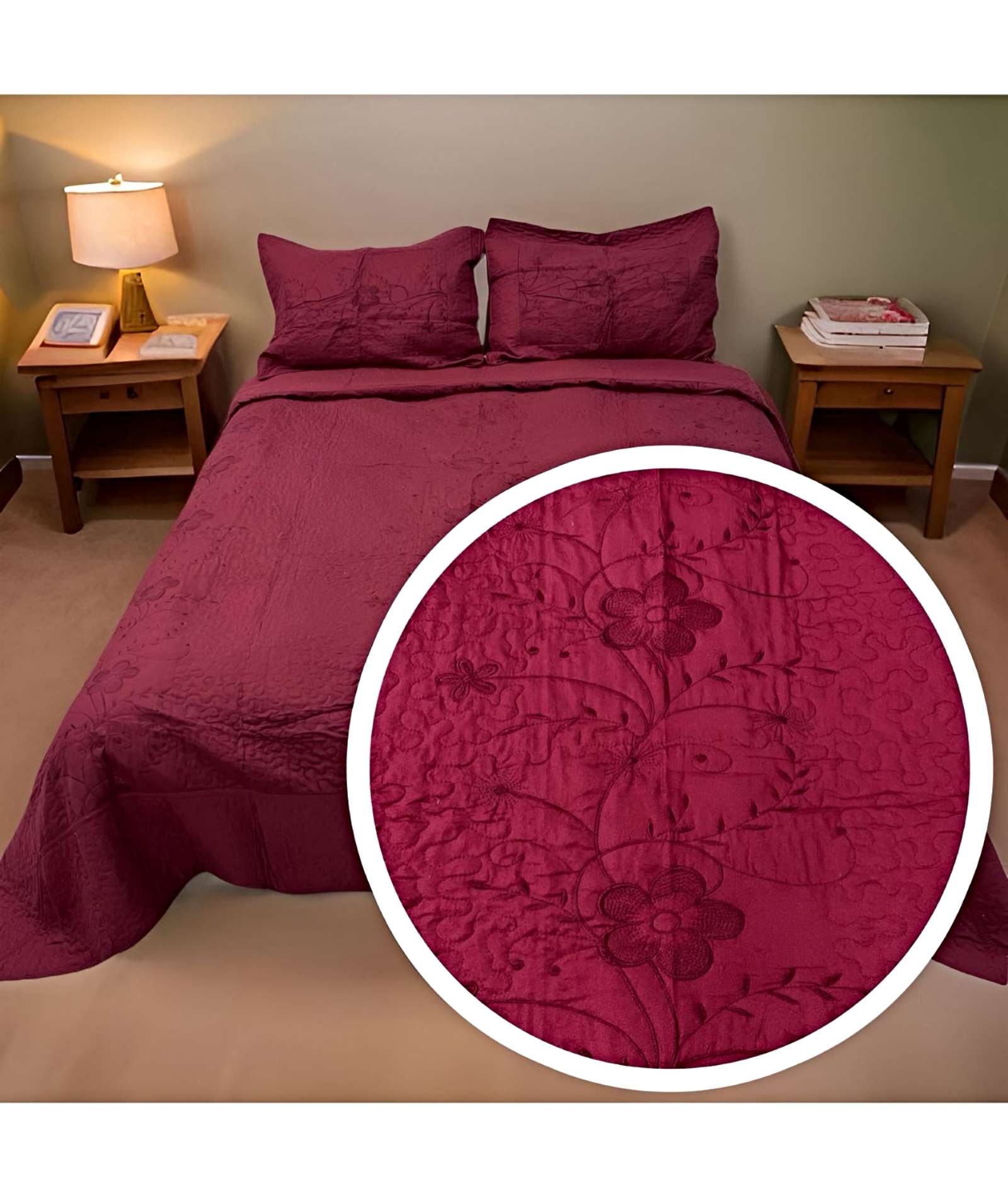 CUBRECAMA QUILT DE VERANO PLAZA Y MEDIA BORDADO - 3