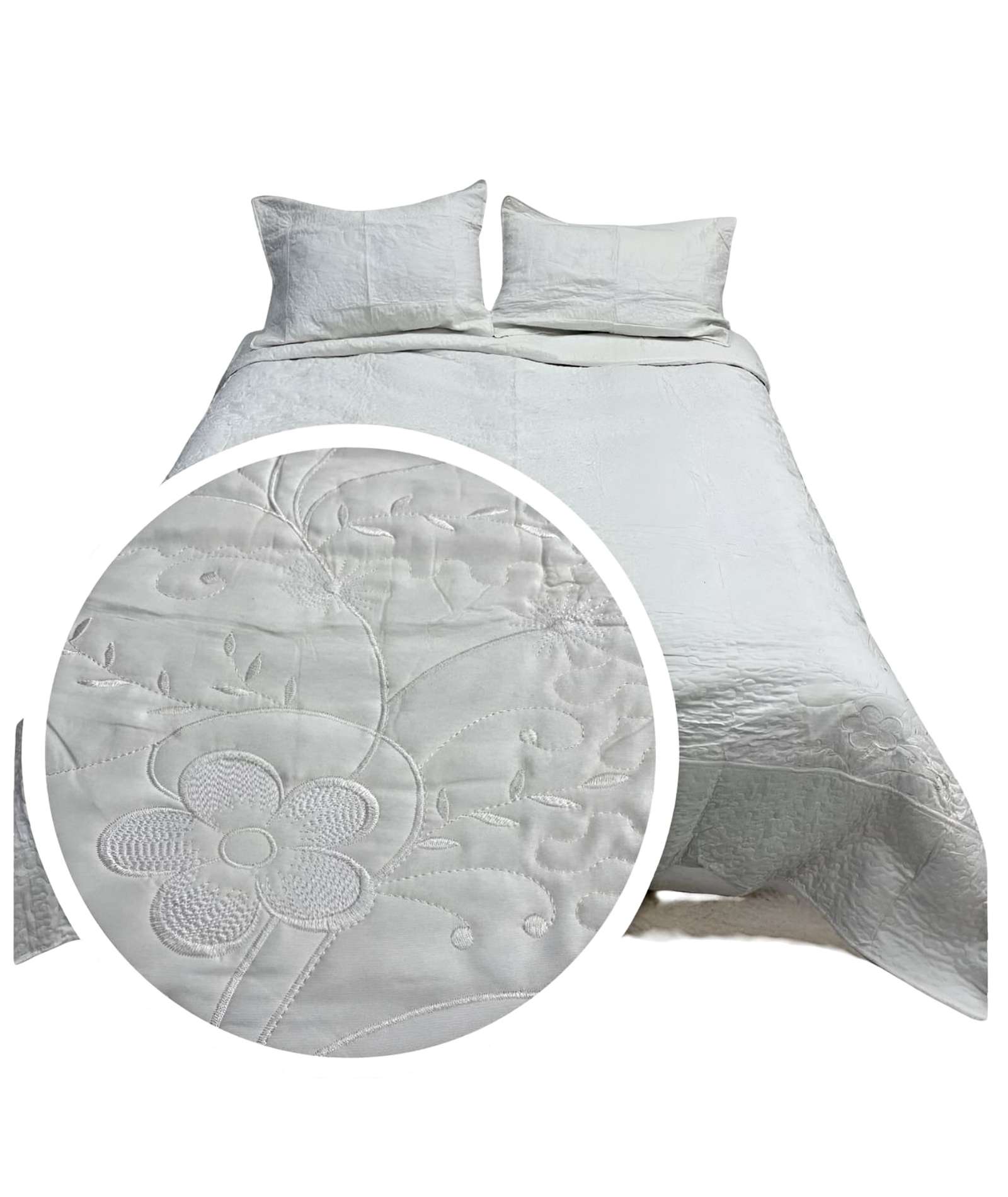 CUBRECAMA QUILT DE VERANO PLAZA Y MEDIA BORDADO - 1
