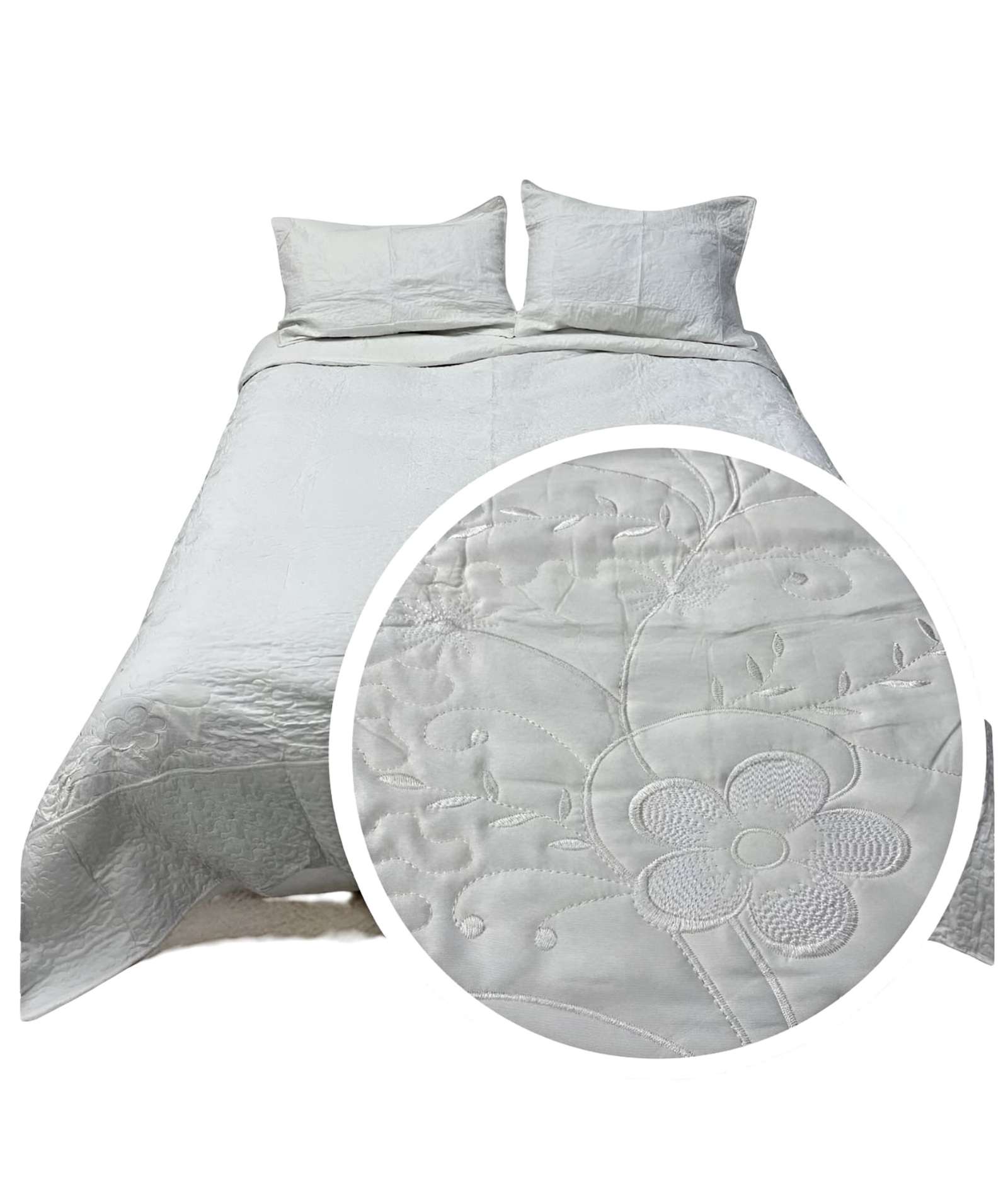CUBRECAMA QUILT DE VERANO PLAZA Y MEDIA BORDADO - 2