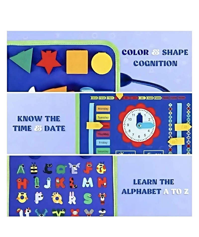 TABLERO SENSORIALES INTERACTIVO MONTESSORI JUEGO EDUCATIVO AZUL - 3