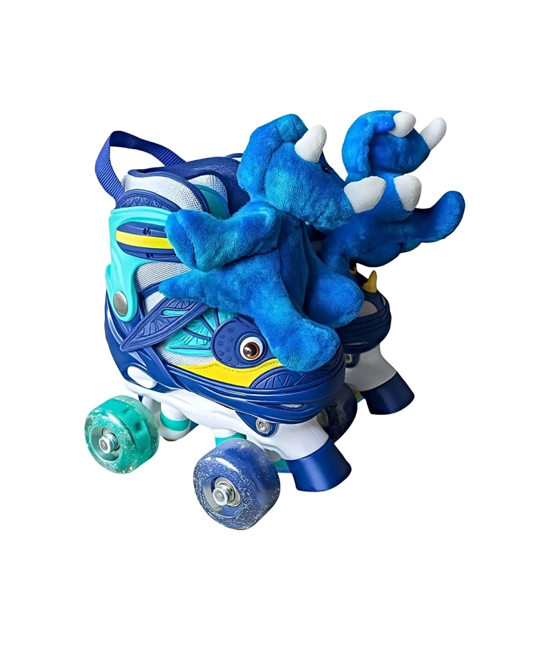 JUEGO PATIN 4 RUEDAS DINOJUEGO PATIN CON PELUCHE AZUL TALLA XS 27-30 - 1
