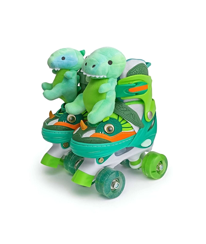 JUEGO PATIN 4 RUEDAS DINOJUEGO PATIN CON PELUCHE VERDE TALLA S 30-33 - 4