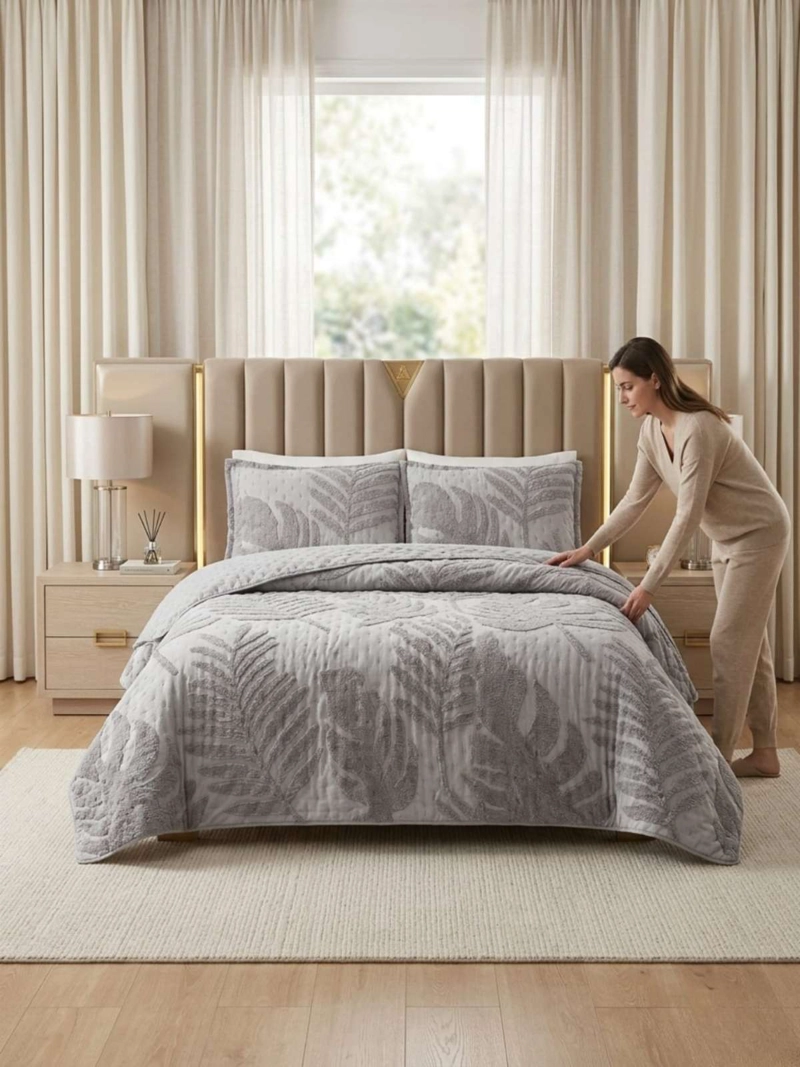 QUILT DE VERANO TUFTING LIVIANO DISEÑO GEOME TRICO 2 PLAZAS SERIE 3 - 1