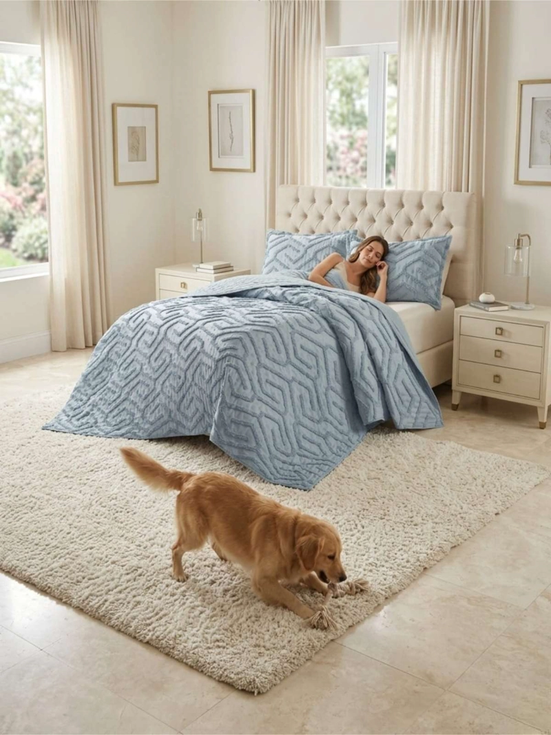 QUILT DE VERANO TUFTING LIVIANO DISEÑO GEOME TRICO KING / SUPER KING - 6