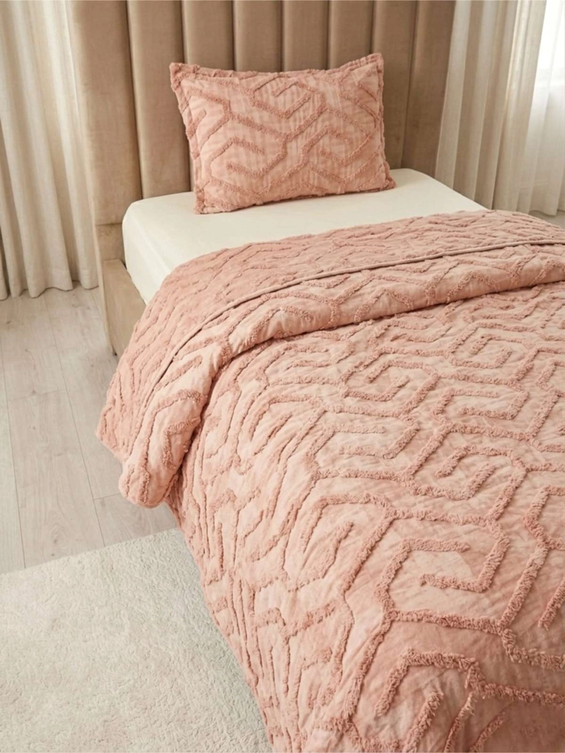 QUILT DE VERANO TUFTING LIVIANO DISEÑO GEOME TRICO 1,5 PLAZA - 4