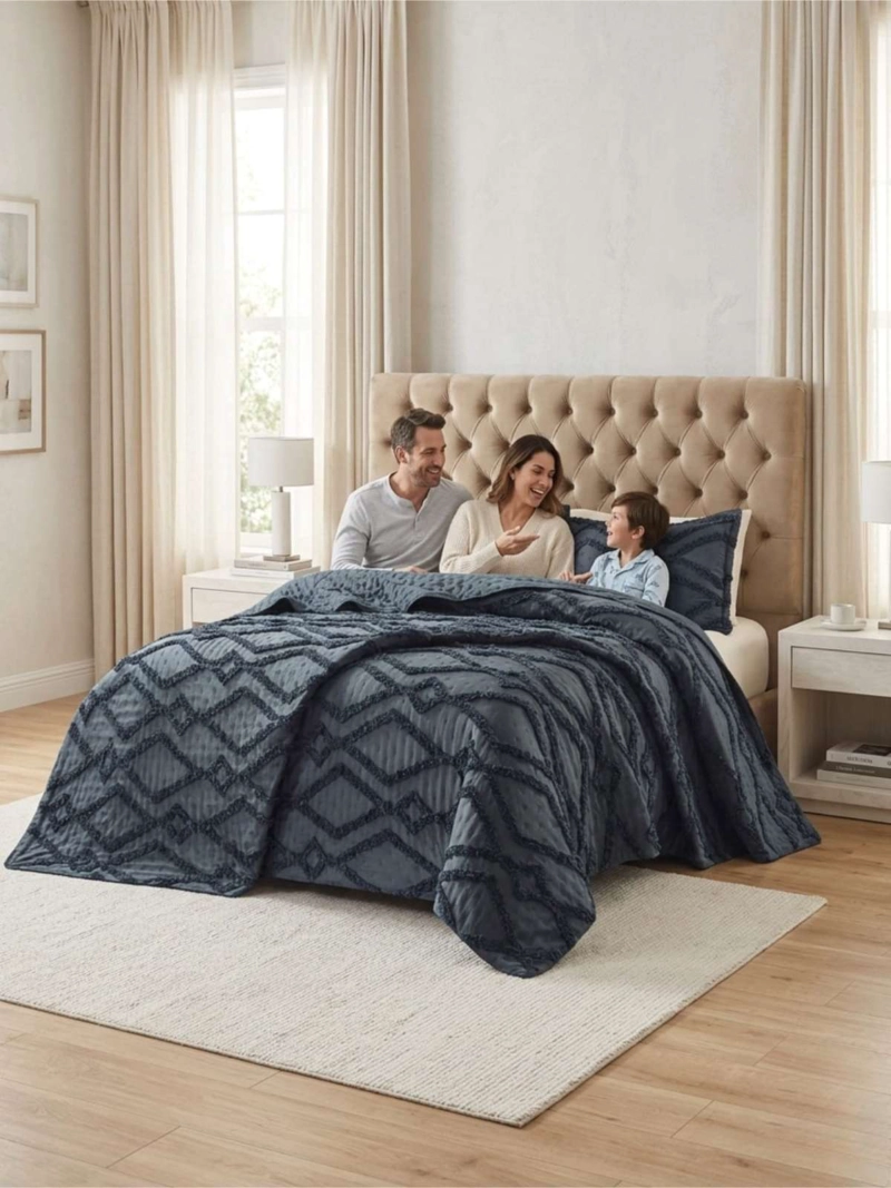 QUILT DE VERANO TUFTING LIVIANO DISEÑO GEOME TRICO 2 PLAZAS - 2