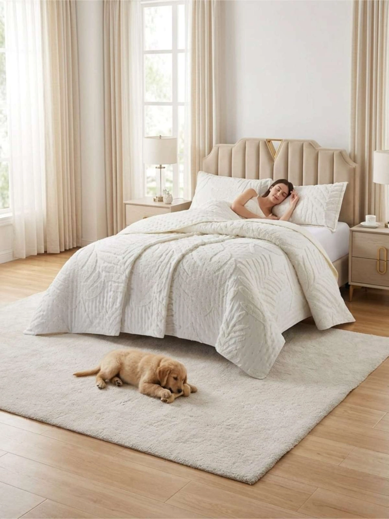 QUILT DE VERANO TUFTING LIVIANO DISEÑO GEOME TRICO KING / SUPER KING SERIE 3 - 2