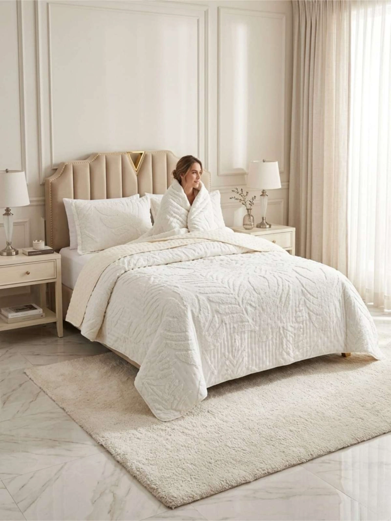 QUILT DE VERANO TUFTING LIVIANO DISEÑO GEOME TRICO KING / SUPER KING SERIE 3 - 6
