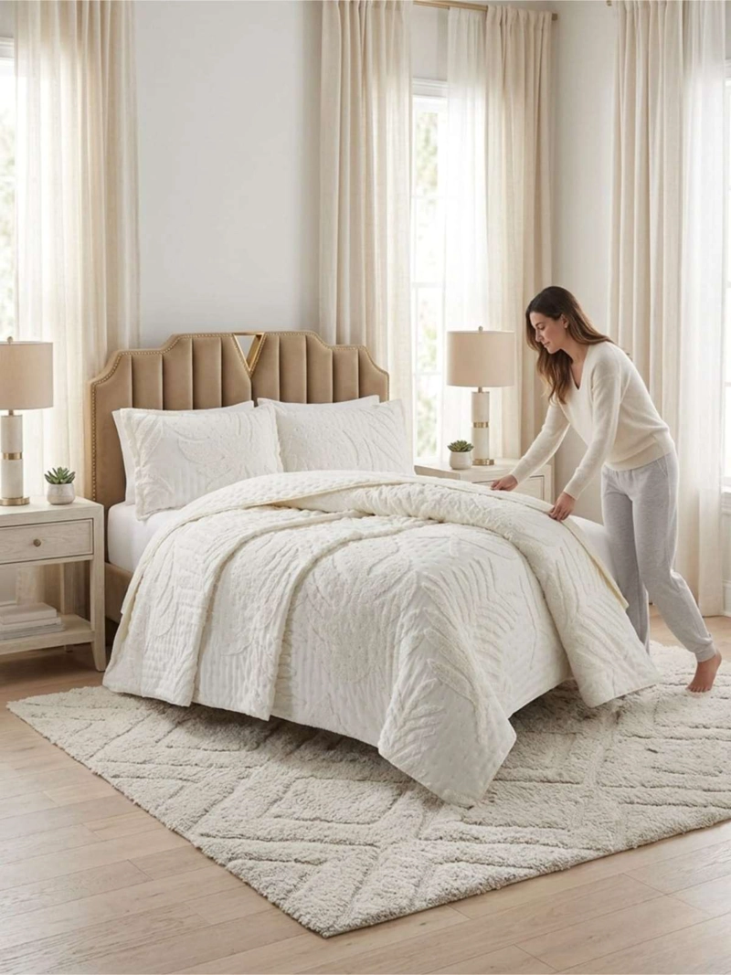 QUILT DE VERANO TUFTING LIVIANO DISEÑO GEOME TRICO KING / SUPER KING SERIE 3 - 7