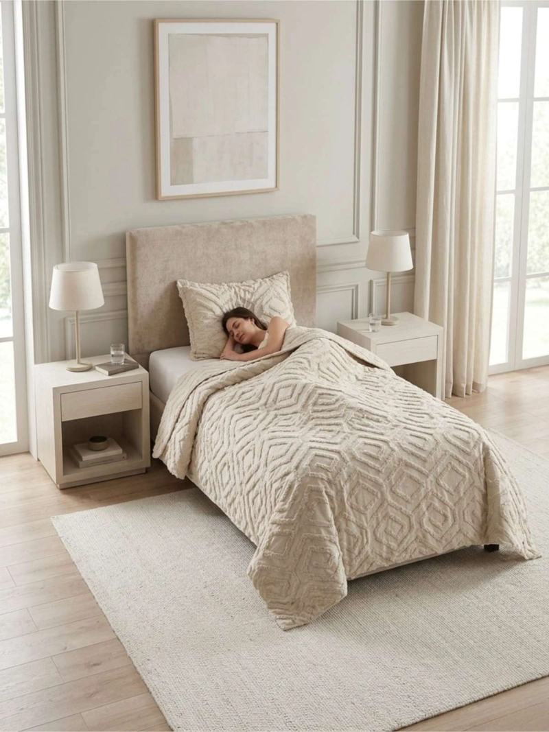 QUILT DE VERANO TUFTING LIVIANO DISEÑO GEOME TRICO 1,5 PLAZA - 6
