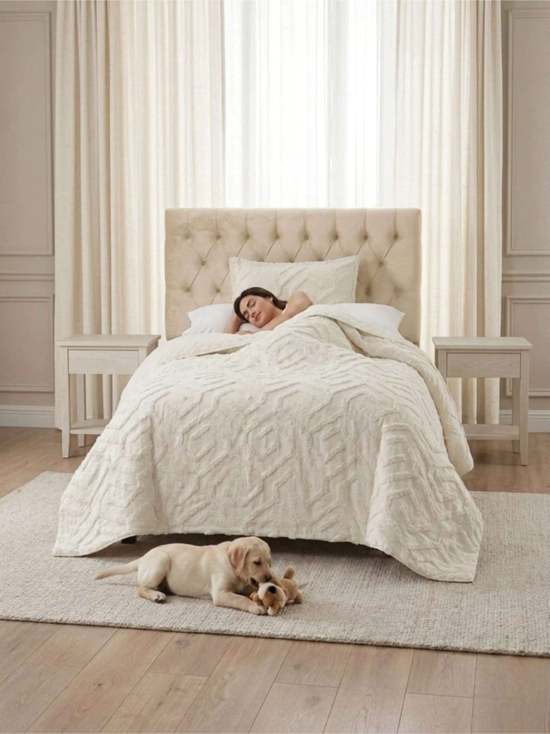 QUILT DE VERANO TUFTING LIVIANO DISEÑO GEOME TRICO 1,5 PLAZA - 4