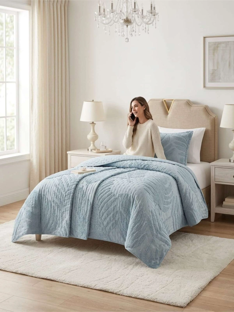 QUILT DE VERANO TUFTING LIVIANO DISEÑO GEOME TRICO 1,5 PLAZA SERIE 3 - 2