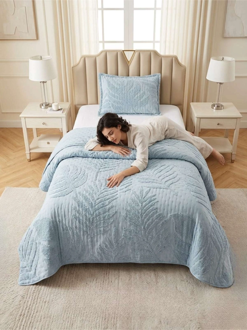 QUILT DE VERANO TUFTING LIVIANO DISEÑO GEOME TRICO 1,5 PLAZA SERIE 3 - 6