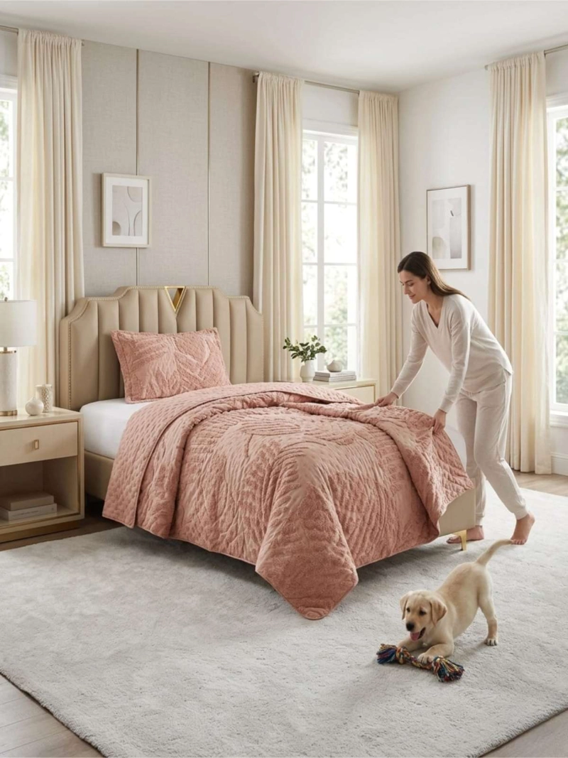 QUILT DE VERANO TUFTING LIVIANO DISEÑO GEOME TRICO 1,5 PLAZA SERIE 3 - 6