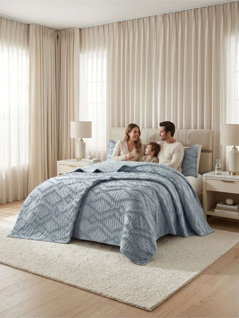 QUILT DE VERANO TUFTING LIVIANO DISEÑO GEOME TRICO KING / SUPER KING - 6
