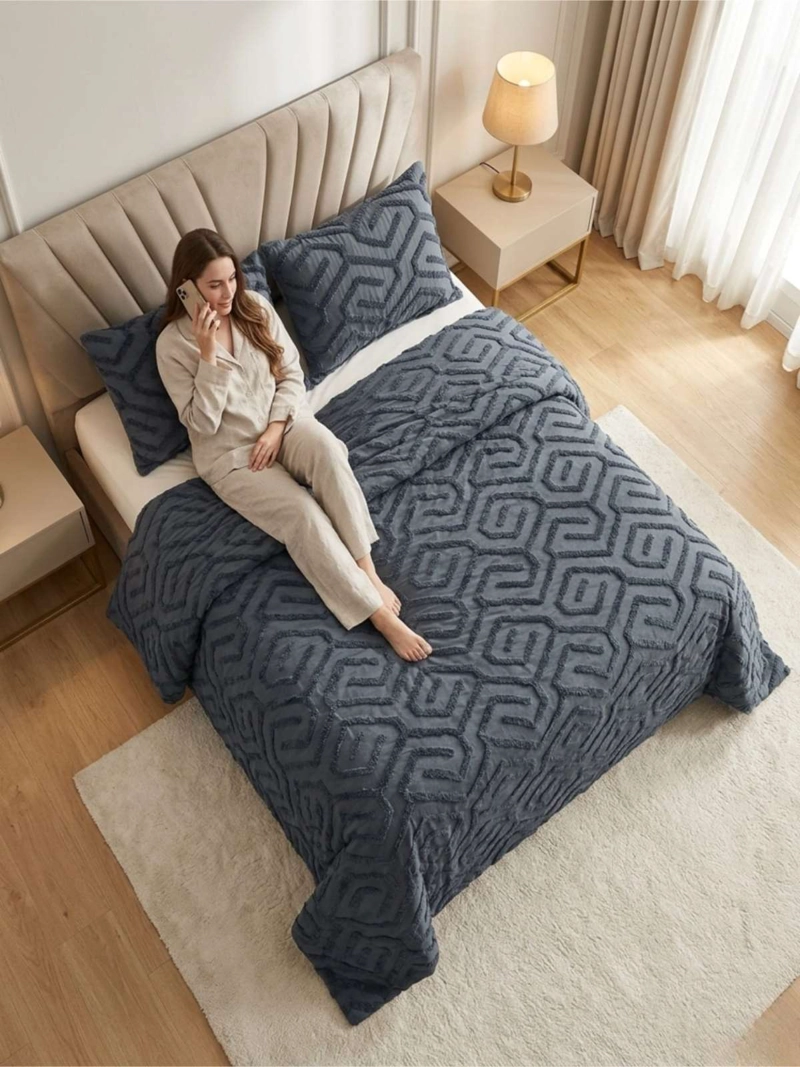 QUILT DE VERANO TUFTING LIVIANO DISEÑO GEOME TRICO 2 PLAZAS - 2