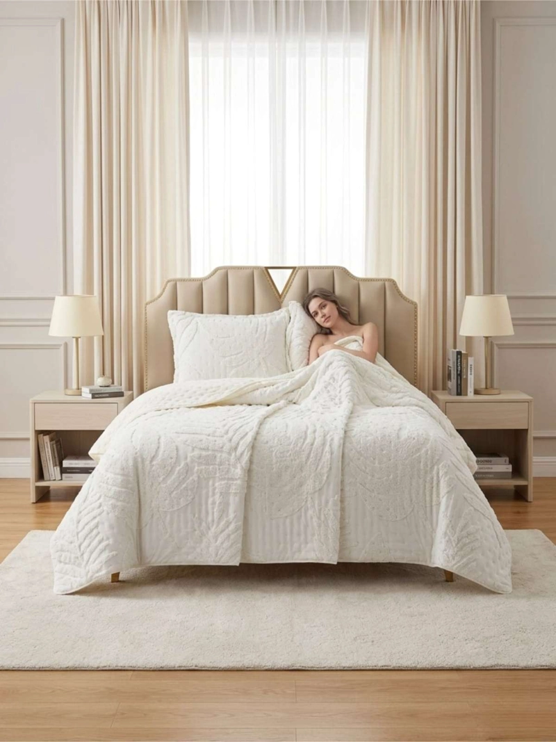 QUILT DE VERANO TUFTING LIVIANO DISEÑO GEOME TRICO 1,5 PLAZA SERIE 3 - 1