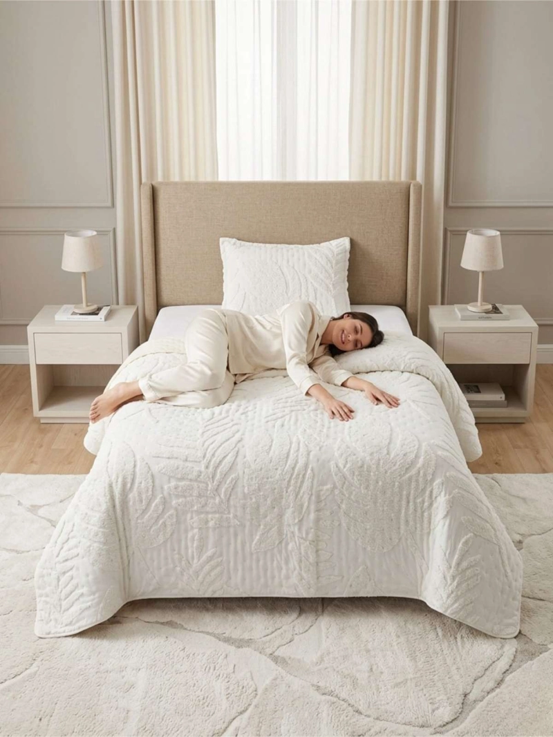 QUILT DE VERANO TUFTING LIVIANO DISEÑO GEOME TRICO 1,5 PLAZA SERIE 3 - 4