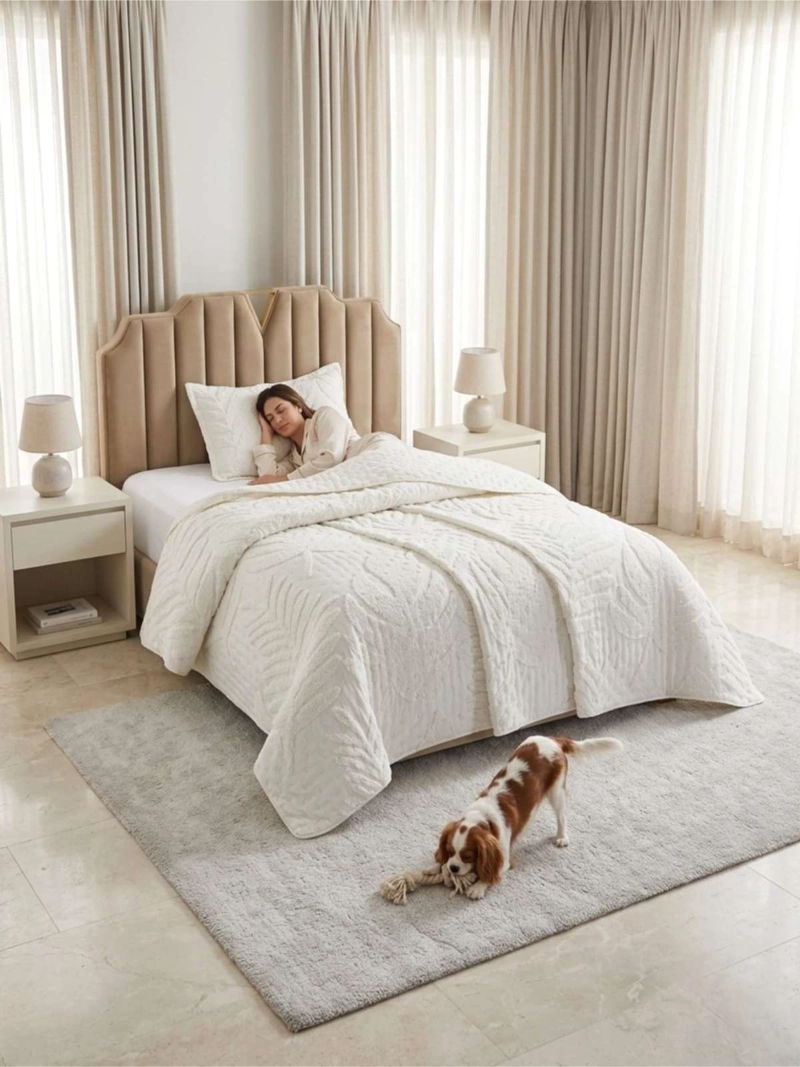 QUILT DE VERANO TUFTING LIVIANO DISEÑO GEOME TRICO 1,5 PLAZA SERIE 3 - 6