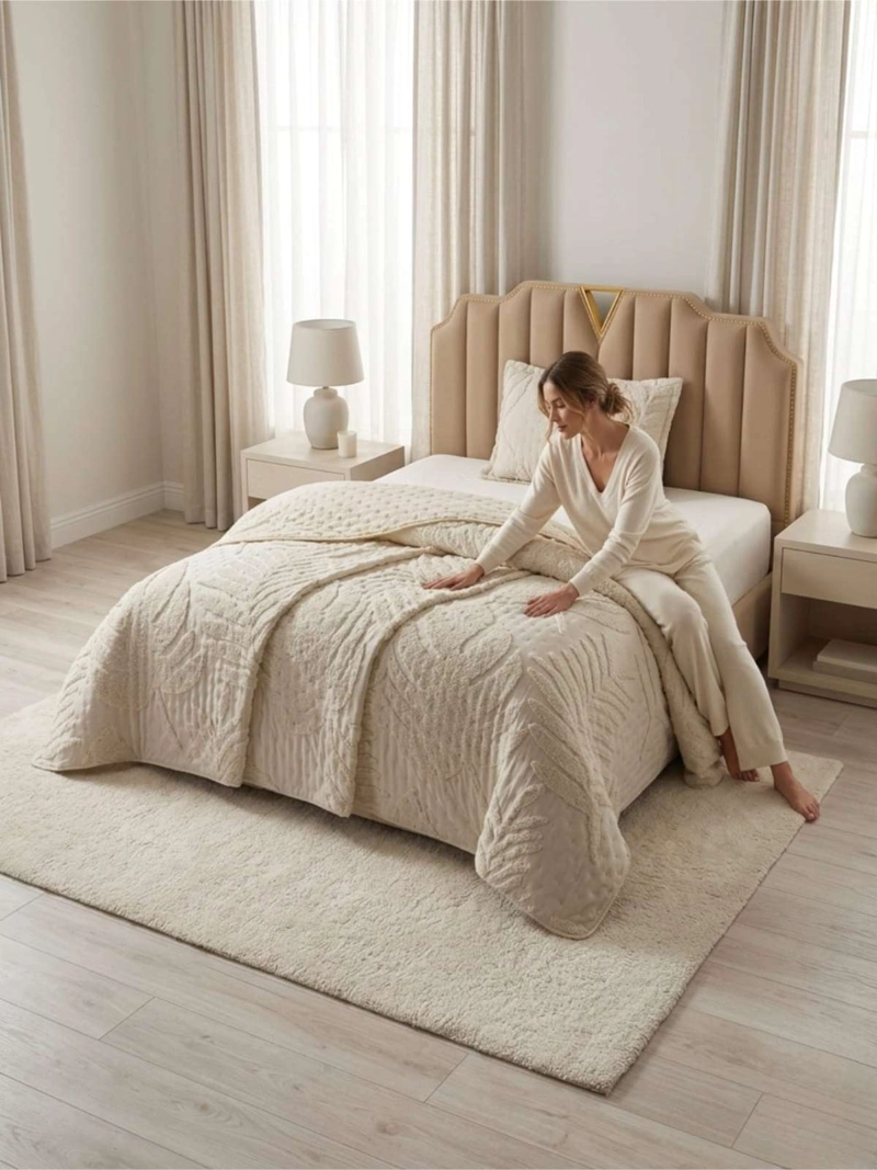 QUILT DE VERANO TUFTING LIVIANO DISEÑO GEOME TRICO 1,5 PLAZA SERIE 3 - 4
