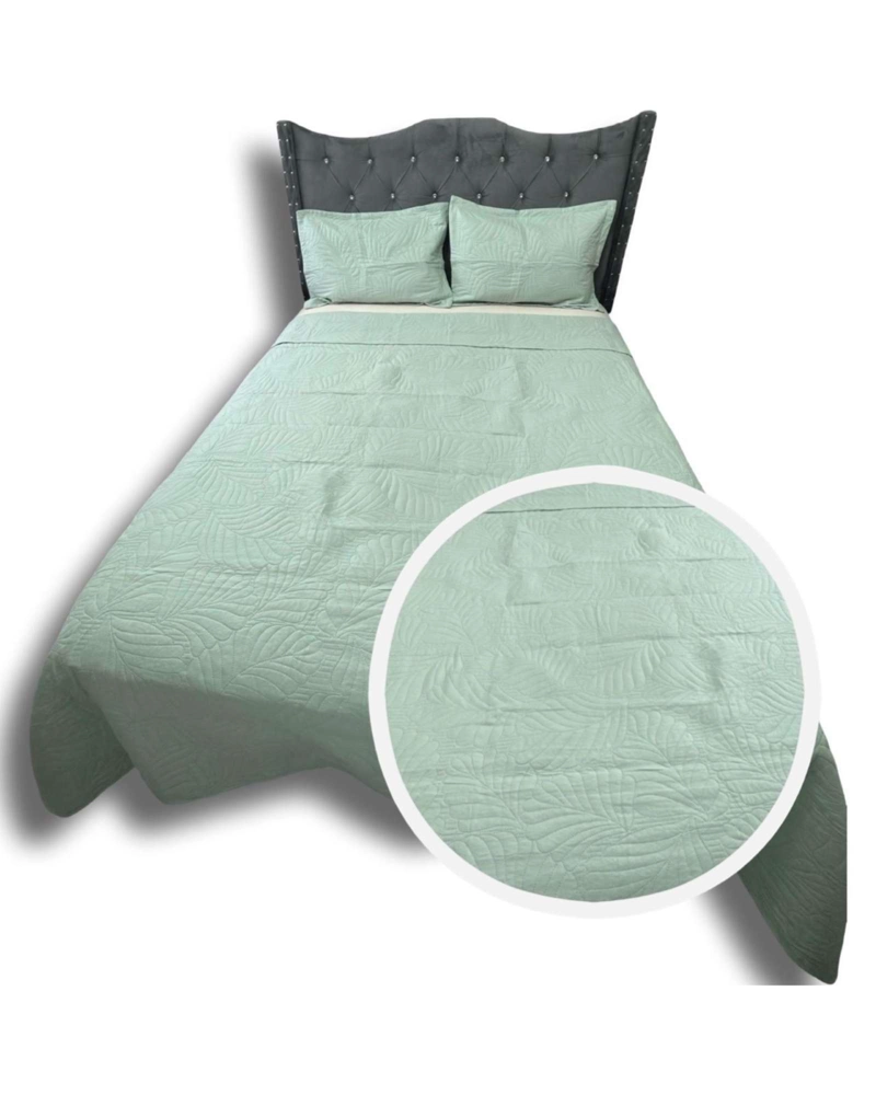 COBERTOR QUILT DE LUJO VERANO 2 PLAZA VERDE MENTA - 1