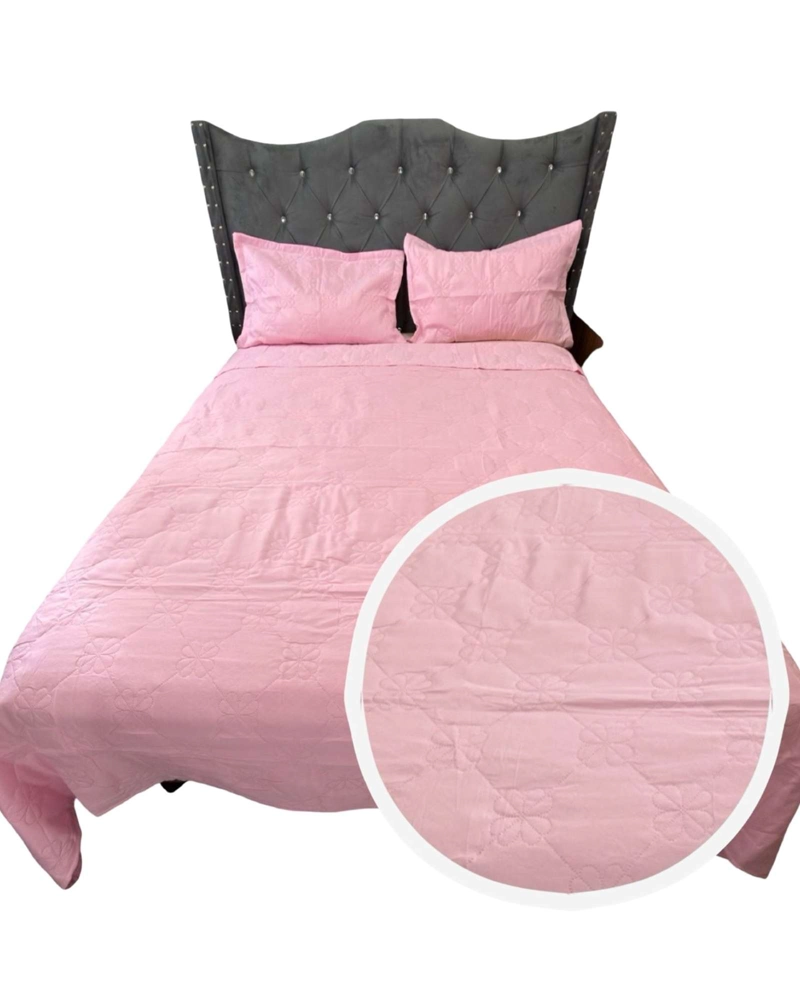 COBERTOR QUILT DE LUJO VERANO DELGADO 2 PLAZAS ROSA - 1