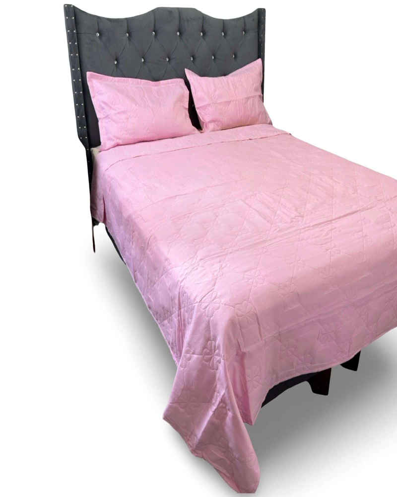 COBERTOR QUILT DE LUJO VERANO DELGADO 2 PLAZAS ROSA - 3